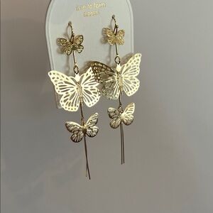 Butterfly Dangle Earrings in Gold